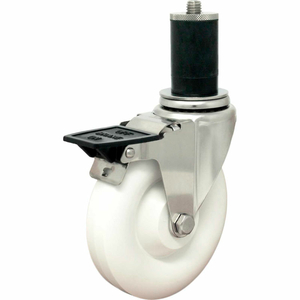 CASTERS EXPANSION STEM CASTER - 5"DIA. POLYOLEFIN, BORE, TOPE LK BRK, 375 LB. CAP. by Superior Casters, Inc.