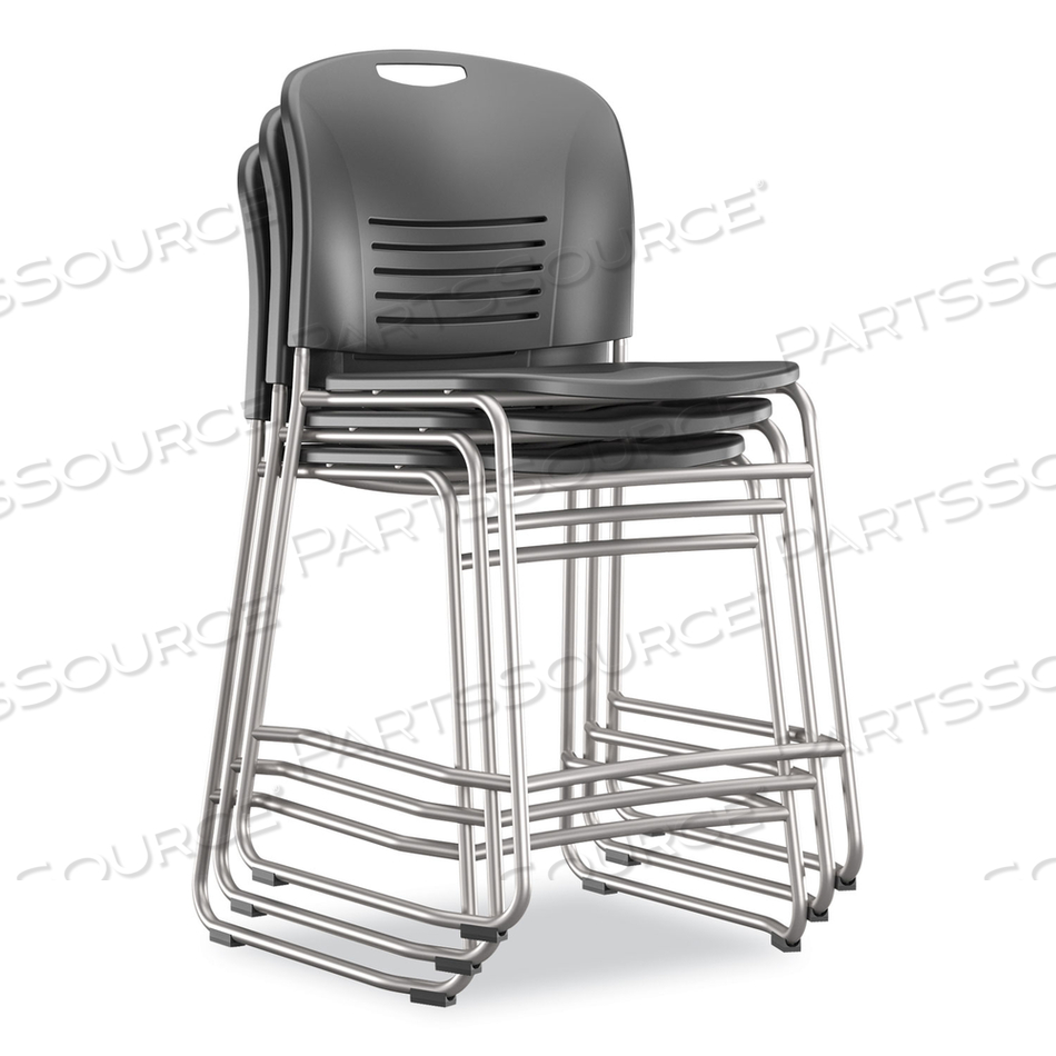 VY COUNTER HEIGHT CHAIR, SUPPORTS UP TO 350 LB, 25" SEAT HEIGHT, BLACK SEAT, BLACK BACK, SILVER BASE 