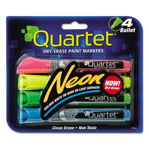 NEON DRY ERASE MARKER SET, BROAD BULLET TIP, ASSORTED COLORS by Quartet NEON DRY ERASE MARKER SET, BROAD BULLET TIP, ASSORTED COLORS by Quartet