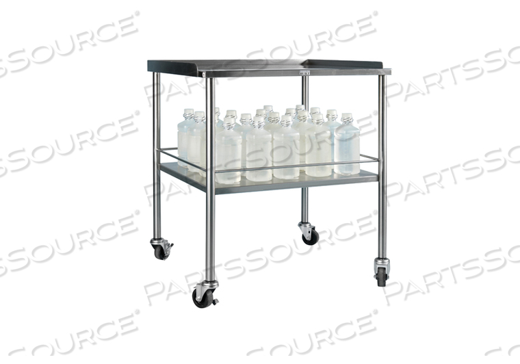 HOWARD INSTRUMENT TABLE 30"W X 34"H X 26"D ON 3" CASTERS W/BRAKE W/3 SIDED GUARDRAIL by Blickman