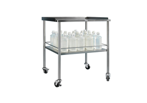 HOWARD INSTRUMENT TABLE 30"W X 34"H X 26"D ON 3" CASTERS W/BRAKE W/3 SIDED GUARDRAIL by Blickman