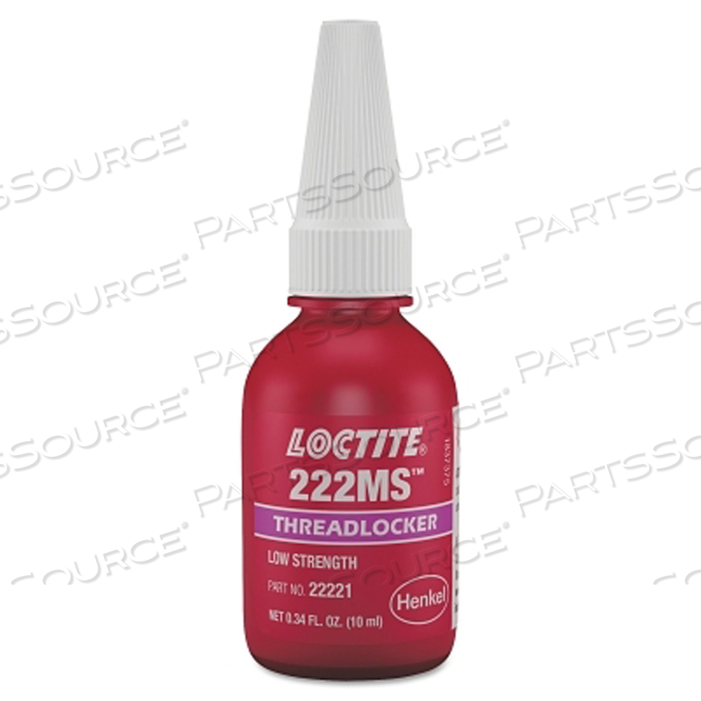 222MS THREADLOCKER, LOW STRENGTH/SMALL SCREW, 10 ML, 1/4 IN DIA OR SMALLER, PURPLE by Loctite Brand