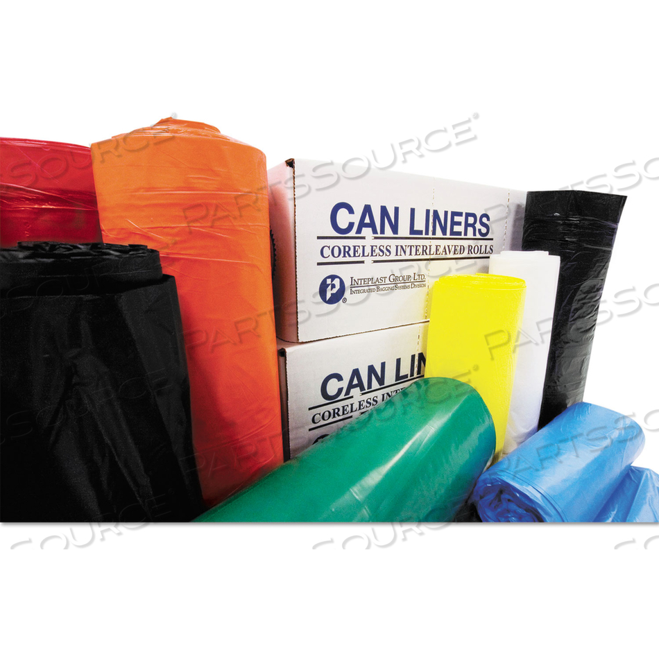 INSTITUTIONAL LOW-DENSITY CAN LINERS, 16 GAL, 1.3 MIL, 24" X 32", RED, 25 BAGS/ROLL, 10 ROLLS/CARTON 