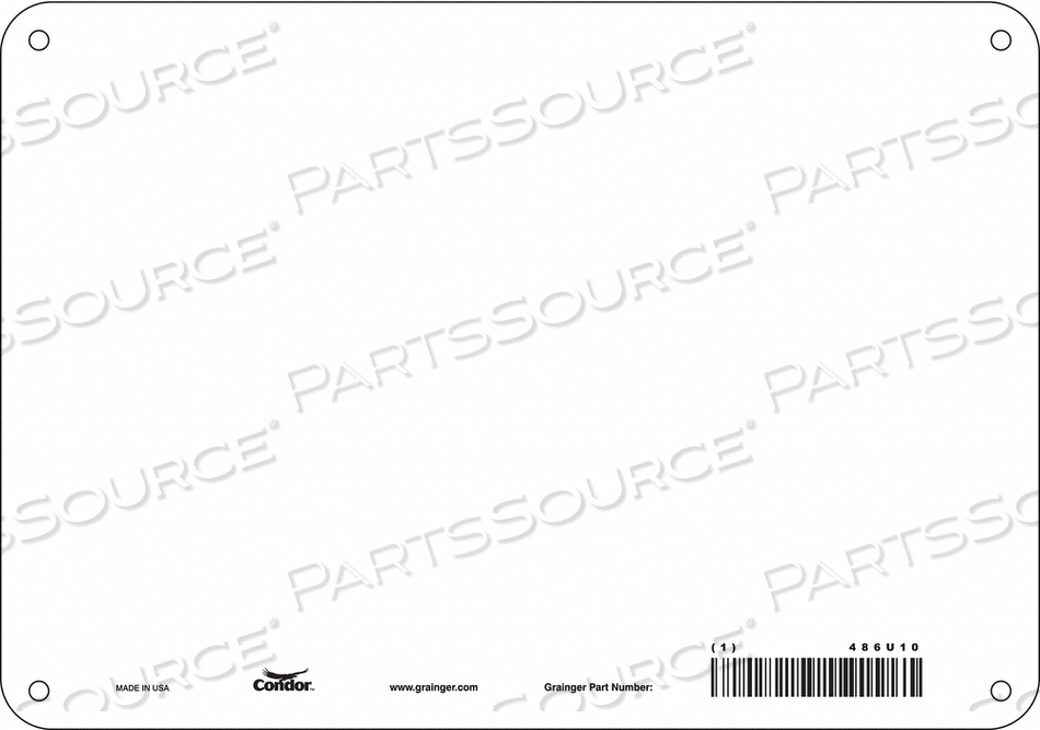 SAFETY SIGN, VERTICAL RECTANGLE, NUMBER OF PRINTED SIDES 1, ENGLISH, SIGN FORMAT OTHER FORMAT, SIGN LEGEND WHITE, SIGN LEGEND BACKGROUND COL by Condor