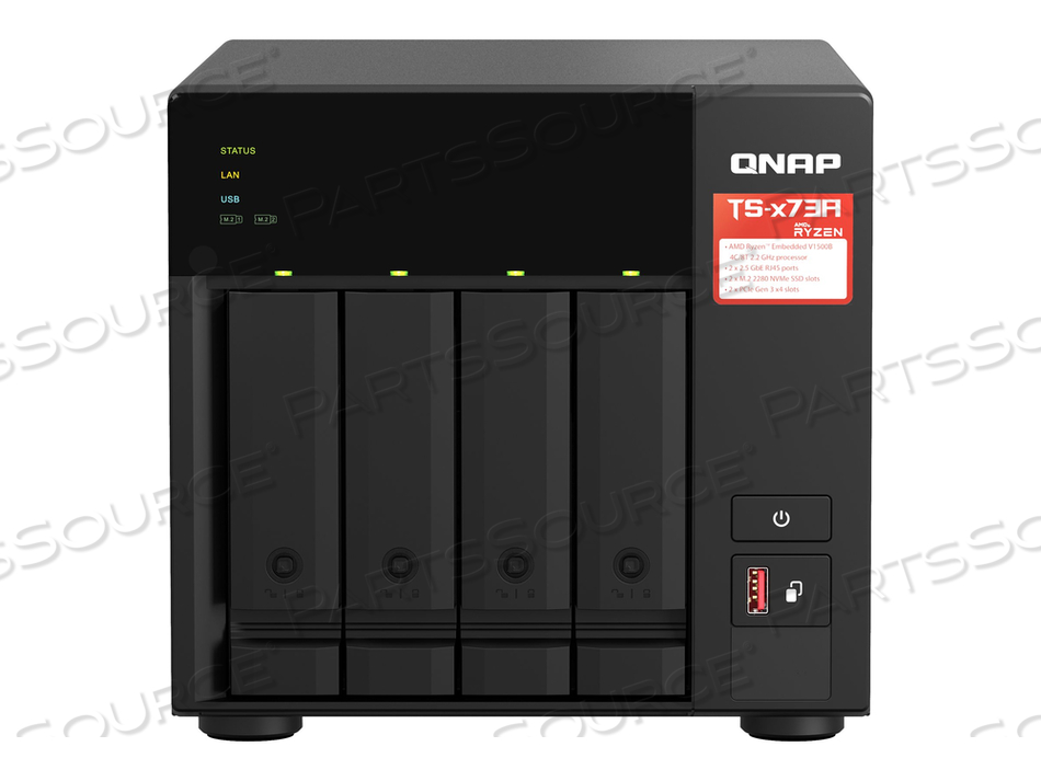 TS-473A, NAS SERVER, 4 BAYS, SATA 6GB/S, RAM 8 GB, 2.5 GIGABIT ETHERNET by QNAP Security