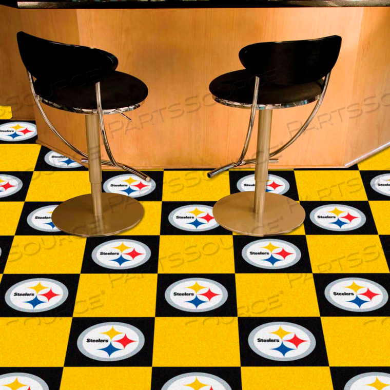 PITTSBURGH STEELERS CARPET TILES 1/4" THICK 1.5' X 1.5' - SET OF 20 