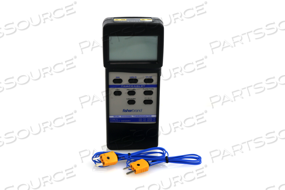 DUAL-CHANNEL THERMOMETER, ABS, AAA BATTERY, DIGITAL DISPLAY, 48 IN CORD LG, -50 TO 1300 DEG C, +/-0.3% ACCURACY, MEETS A2LA, NIST, 9 OZ by Fisher Healthcare