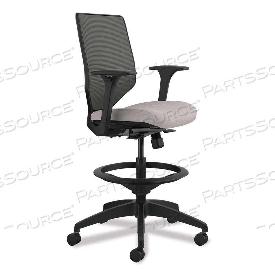 SOLVE SERIES MESH BACK TASK STOOL, SUPPORTS UP TO 300 LB, 23" TO 33" SEAT HEIGHT, STERLING SEAT, CHARCOAL BACK, BLACK BASE 