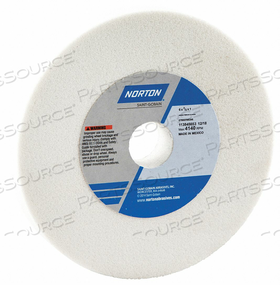 GRINDING WHEEL T1 6X3/4X1 AO 60G WHT by Norton | Saint-Gobain Abrasives GRINDING WHEEL T1 6X3/4X1 AO 60G WHT by Norton | Saint-Gobain Abrasives