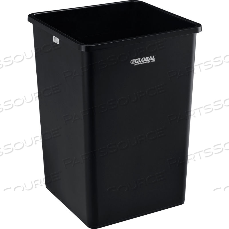 SQUARE PLASTIC TRASH CONTAINER, GARBAGE CAN - 35 GALLON BLACK by Approved Vendor