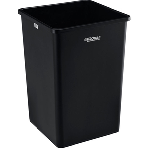 SQUARE PLASTIC TRASH CONTAINER, GARBAGE CAN - 35 GALLON BLACK by Approved Vendor
