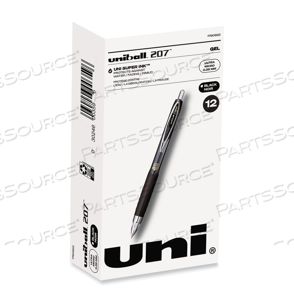 207 SIGNO GEL ULTRA MICRO GEL PEN, RETRACTABLE, EXTRA-FINE 0.38 MM, BLACK INK, SMOKE BARREL by Uni-Ball 207 SIGNO GEL ULTRA MICRO GEL PEN, RETRACTABLE, EXTRA-FINE 0.38 MM, BLACK INK, SMOKE BARREL by Uni-Ball