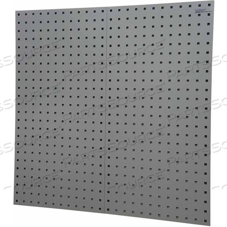 LOCBOARD 18"W X 9/16"D X 36"H, 18 GAUGE STEEL SQUARE HOLE PEGBOARDS - GRAY 