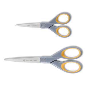 TITANIUM BONDED SCISSORS, 5" AND 7" LONG, 2.25" AND 3.5" CUT LENGTHS, GRAY/YELLOW STRAIGHT HANDLES, 2/PACK by Westcott