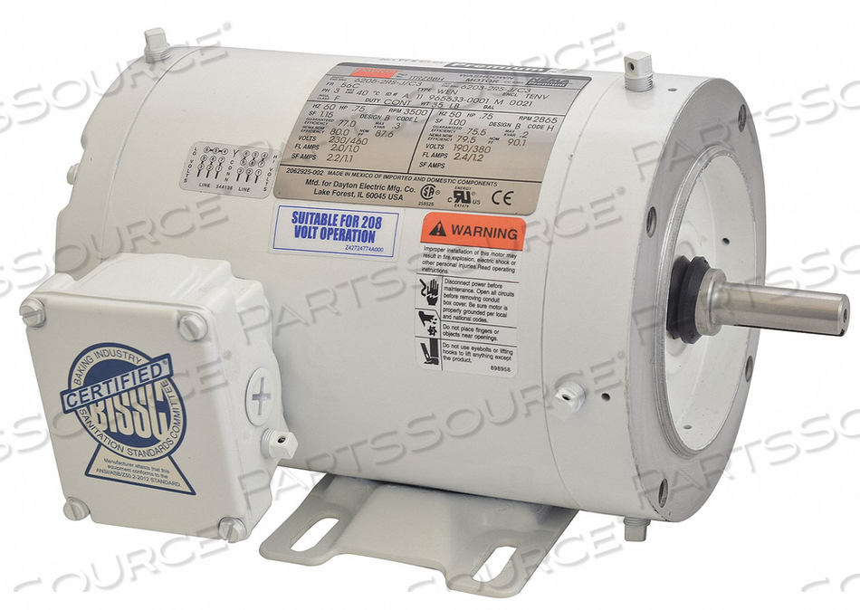 WASHDOWN MOTOR 3/4 HP 3500 56C 230/460V by DAYTON ELECTRIC MANUFACTURING CO