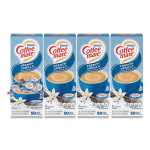 LIQUID COFFEE CREAMER, FRENCH VANILLA, 0.38 OZ MINI CUPS, 50/BOX, 4 BOXES/CARTON, 200 TOTAL/CARTON by Coffee-Mate