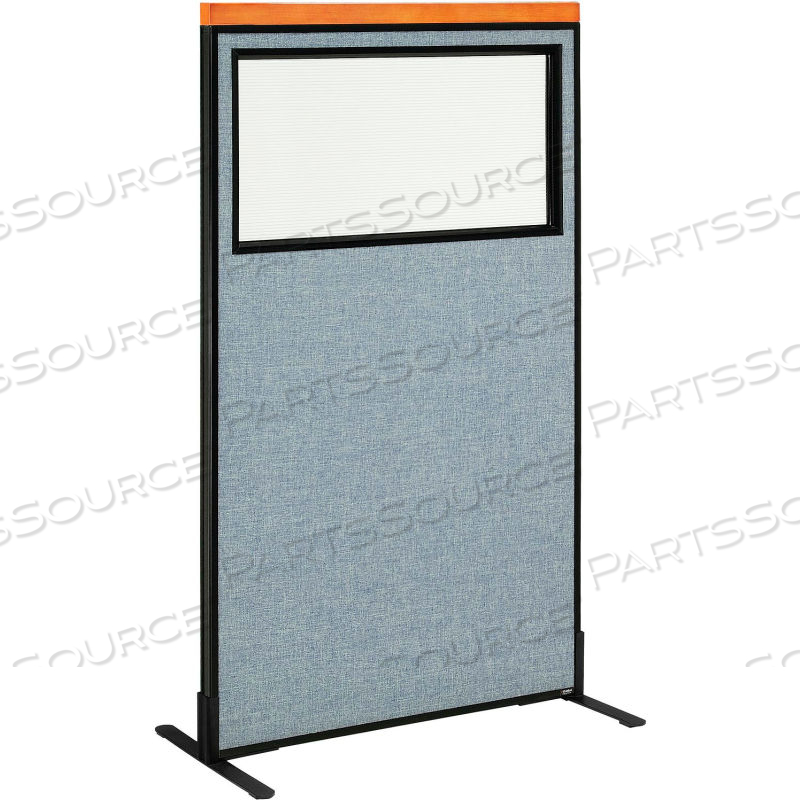 INTERION DELUXE FREESTANDING OFFICE PARTITION PANEL W/PARTIAL WINDOW 36-1/4"W X 61-1/2"H BLUE by Approved Vendor