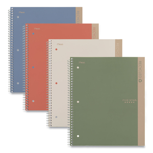 RECYCLED NOTEBOOK, 1 SUBJECT, MEDIUM/COLLEGE RULE, RANDOMLY ASSORTED COVER, 11 X 8.5 SHEETS by Five Star