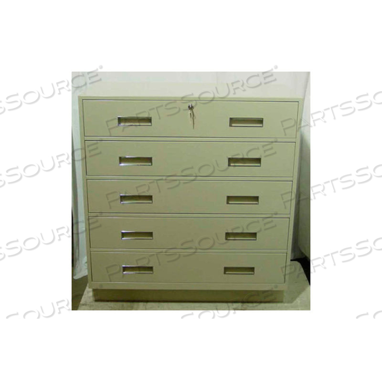 TELLER PEDESTAL CABINET - 5 FULL-WIDTH DRAWERS 36"W X 19"D X 38-1/2"H CHAMPAGNE 