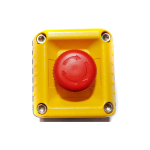 T.E.R., VICTOR WALL MOUNT CONTROL STATION, YELLOW, 1 HOLE LATCHED E-STOP by Springer Controls Co. Inc