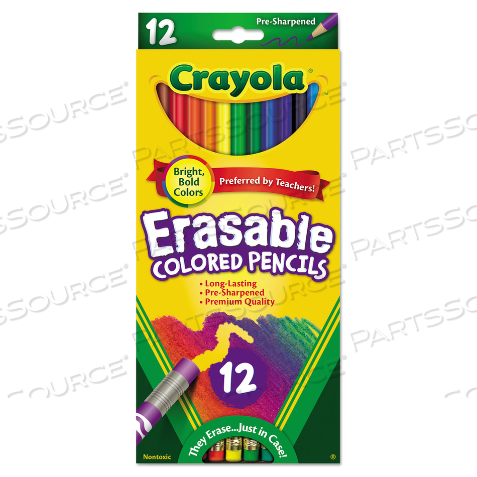 ERASABLE COLOR PENCIL SET, 3.3 MM, 2B (#1), ASSORTED LEAD/BARREL COLORS by Crayola