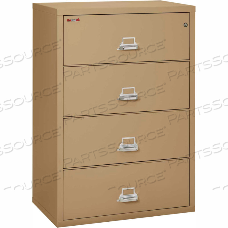 FIREPROOF 4 DRAWER LATERAL FILE CABINET - LETTER-LEGAL SIZE 37-1/2"W X 22"D X 53"H - SAND 