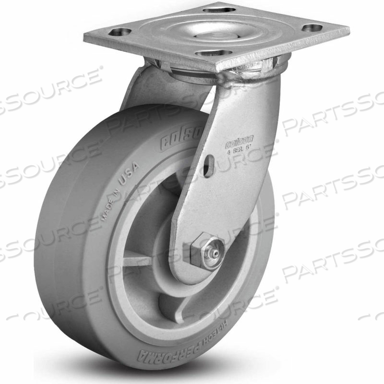 4 SERIES SWIVEL PLATE CASTER - RUBBER ON POLYOLEFIN 6" DIA. 600 LB. CAP. by Colson