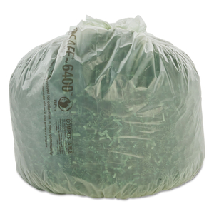 ECOSAFE-6400 BAGS, 13 GAL, 0.85 MIL, 24" X 30", GREEN, 45/BOX by Envision