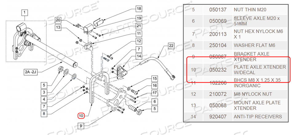 PLATE AXLE EXTENDER W/DECAL 