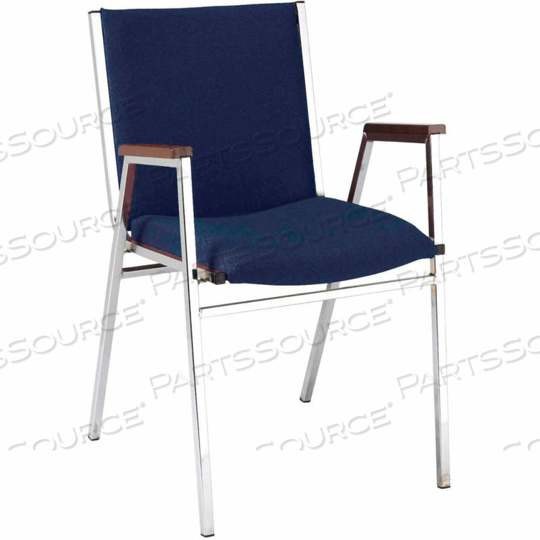 STACK CHAIR WITH ARMS - FABRIC -2" THICK SEAT NAVY FABRIC 