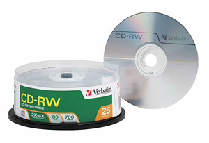 CD-RW DISC 700 MB 80 MIN 4X PK25 by Verbatim