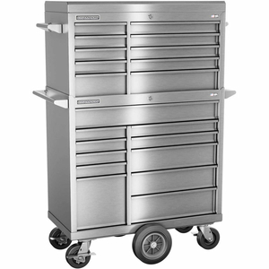 CHAMPION FMPRO ALL STAINLESS 41"X20-1/4"X66-3/4" 21 DRAWER CHEST & ROLLER CABINET COMBO by Independent Design Inc