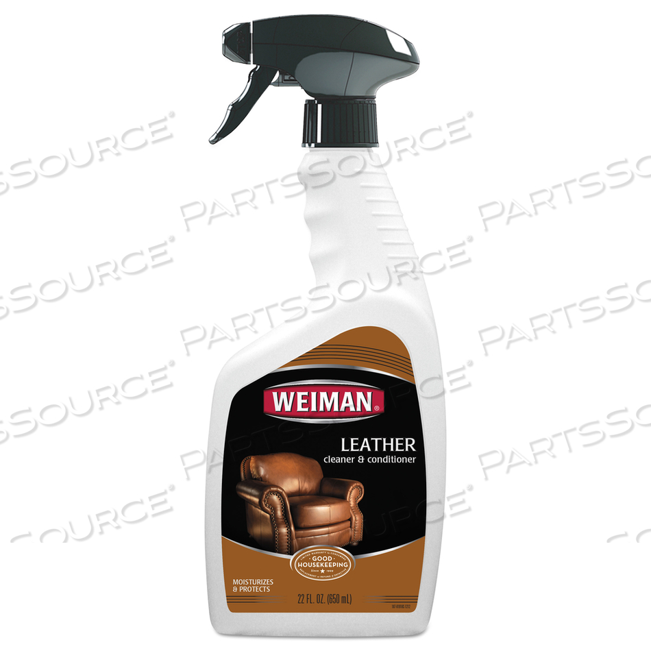 LEATHER CLEANER AND CONDITIONER, FLORAL SCENT, 22 OZ TRIGGER SPRAY BOTTLE by Weiman LEATHER CLEANER AND CONDITIONER, FLORAL SCENT, 22 OZ TRIGGER SPRAY BOTTLE by Weiman