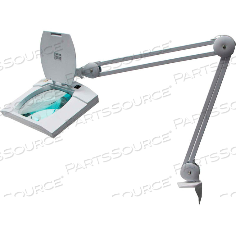MAGNIFIER LAMP, 5-DIOPTER, 7.5"X6.2" LENS, 9W, 530 LUM, 32" REACH, 6400K,WHITE by Mg Electronics