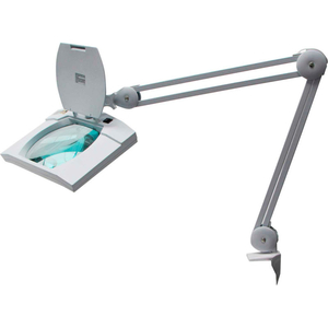 MAGNIFIER LAMP, 5-DIOPTER, 7.5"X6.2" LENS, 9W, 530 LUM, 32" REACH, 6400K,WHITE by Mg Electronics