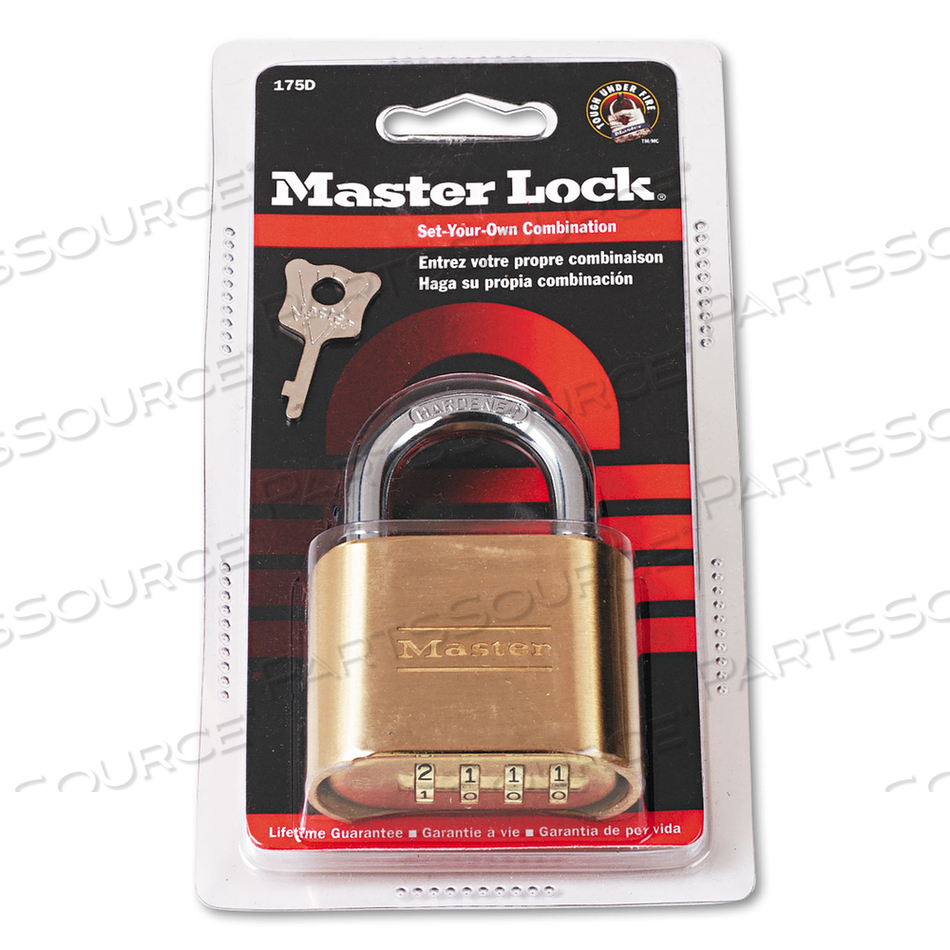 RESETTABLE COMBINATION PADLOCK, 2" WIDE, BRASS by Master Lock RESETTABLE COMBINATION PADLOCK, 2" WIDE, BRASS by Master Lock