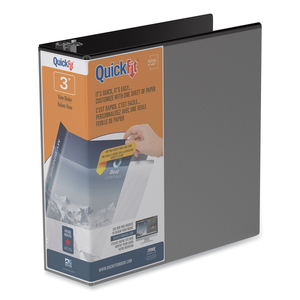 QUICKFIT D-RING VIEW BINDER, 3 RINGS, 2" CAPACITY, 11 X 8.5, BLACK by Stride