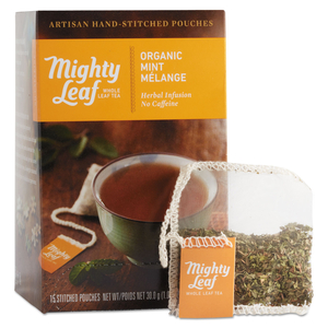 WHOLE LEAF TEA POUCHES, ORGANIC MINT MELANGE, 15/BOX by Mighty Leaf Tea