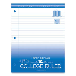 NOTEBOOK FILLER PAPER, 3-HOLE, 8.5 X 11, COLLEGE RULE, 100/PACK by Roaring Spring Paper Products