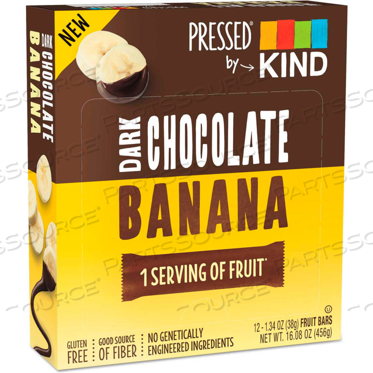 PRESSED BY BARS, DARK CHOCOLATE BANANA, 1.34 OZ., 12/BOX 