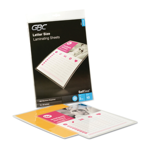 SELFSEAL SELF-ADHESIVE LAMINATING POUCHES AND SINGLE-SIDED SHEETS, 3 MIL, 9" X 12", GLOSS CLEAR, 10/PACK by ACCO Brands