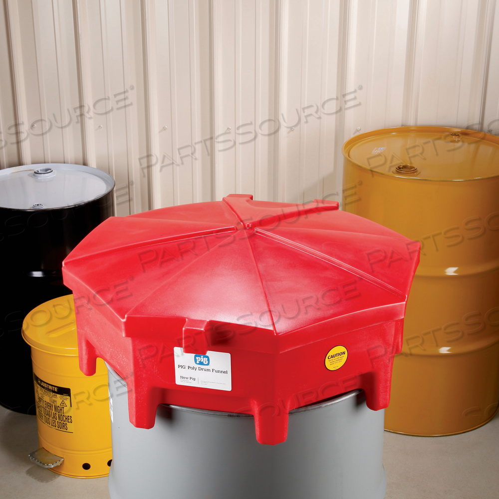 PIG UNIVERSAL POLY DRUM FUNNEL WITH HINGED LID by New Pig Corporation PIG UNIVERSAL POLY DRUM FUNNEL WITH HINGED LID by New Pig Corporation