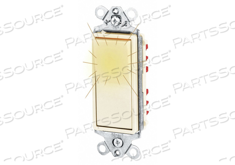 ILLUMINATED WALL SWITCH, ROCKER SWITCH, SINGLE POLE, IVORY, 20 A, SCREW TERMINALS by Hubbell Power Systems ILLUMINATED WALL SWITCH, ROCKER SWITCH, SINGLE POLE, IVORY, 20 A, SCREW TERMINALS by Hubbell Power Systems