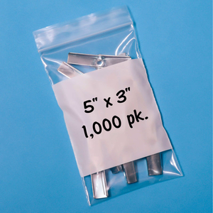 ZIPPER-LOCK POLY BAGS WITH WRITE-ON LABEL 5" X 3" 2 MIL 1,000 PACK by Rd Plastics Company Inc