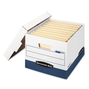 STOR/FILE END TAB STORAGE BOXES, LETTER/LEGAL FILES, WHITE/BLUE, 12/CARTON by Bankers Box