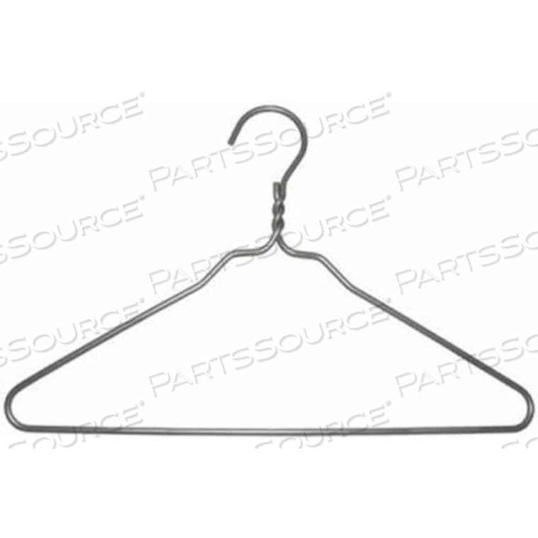 NAHANCO TOP HANGER-TWISTED NECK, 16-1/2"L, METAL-BRUSHED ALUMINUM, PKG QTY 100 by National Hanger Company Inc.