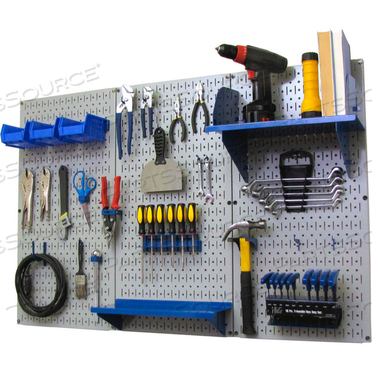 PEGBOARD STANDARD TOOL STORAGE KIT, GRAY/BLUE, 48" X 32" X 9" by Wall Control Pegboard