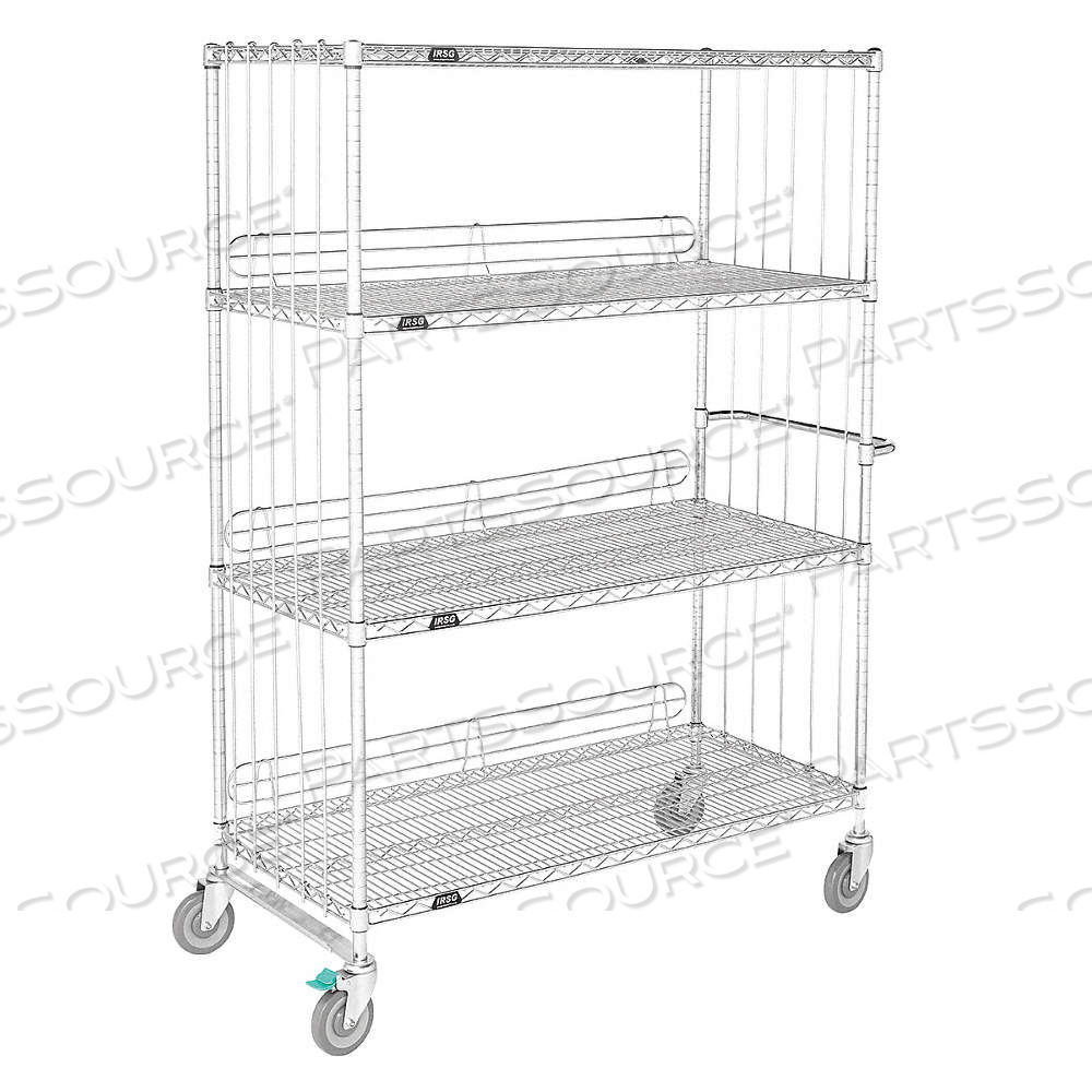 DUAL-SIDE-ACCESS WIRE STOCK CART WITH ADJUSTABLE-HEIGHT WIRE SHELVES by Approved Vendor