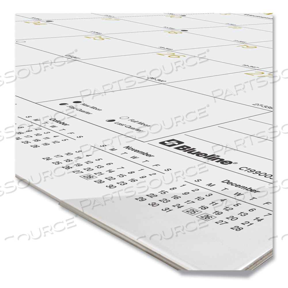 GOLD COLLECTION MONTHLY DESK PAD CALENDAR, 22 X 17, WHITE SHEETS, BLACK HEADBAND, CLEAR CORNERS, 12-MONTH (JAN TO DEC): 2024 by Blueline
