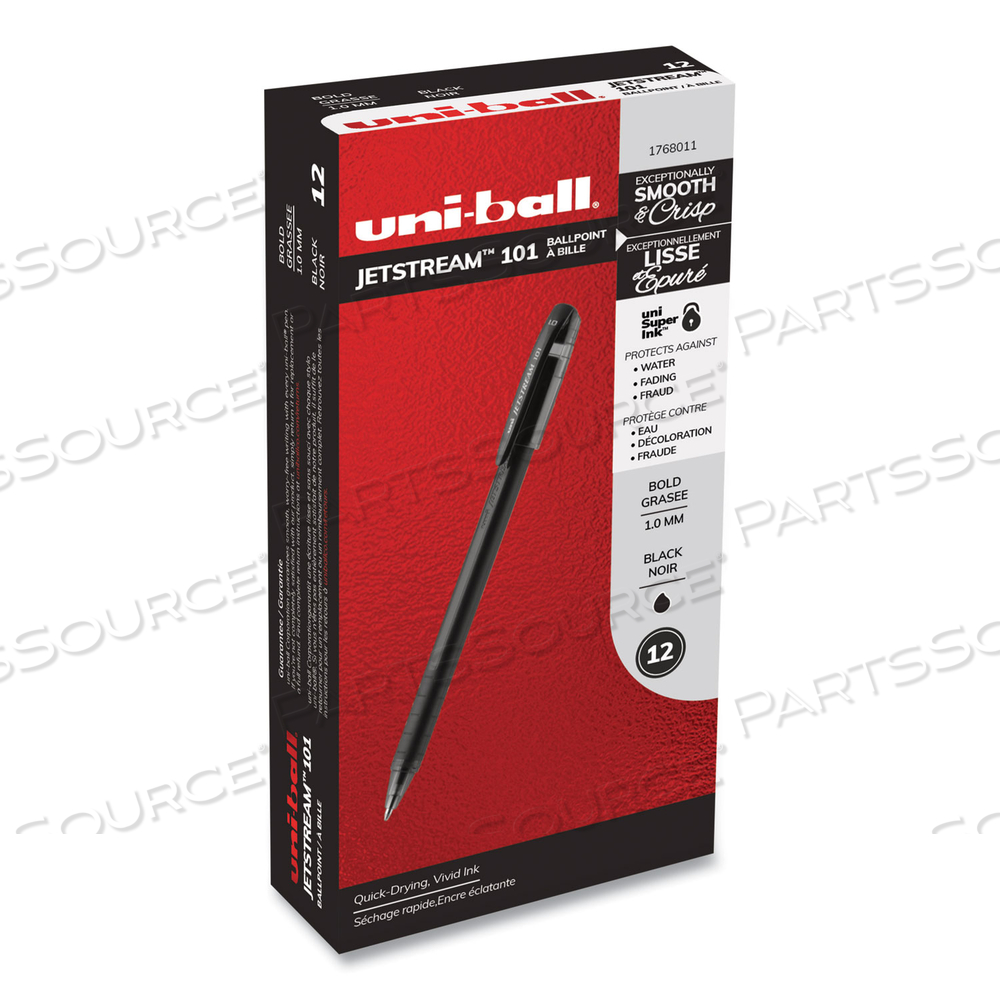 JETSTREAM 101 HYBRID GEL PEN, STICK, BOLD 1 MM, BLACK INK, BLACK BARREL by Uni-Ball